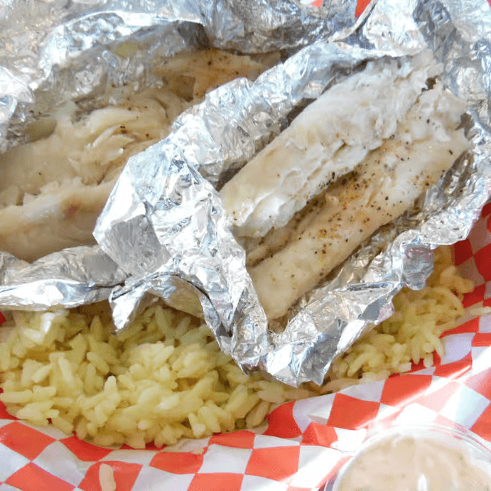 Baked Fish with Rice Pilaf