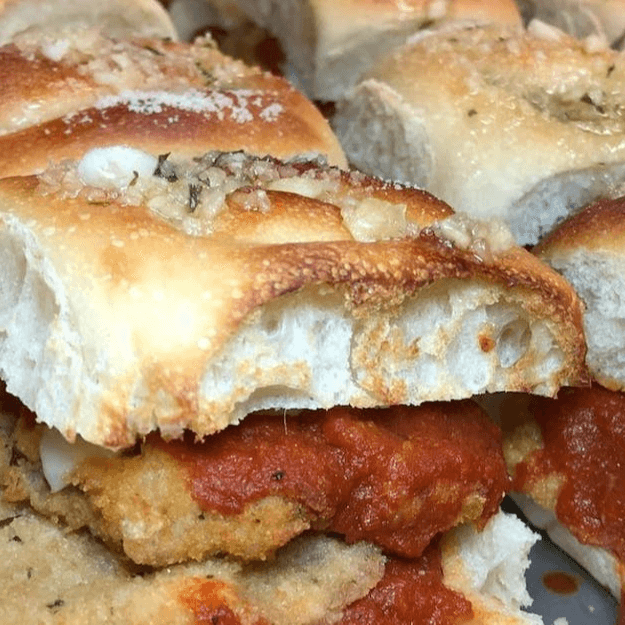 Eggplant Parm Garlic Knot Slider