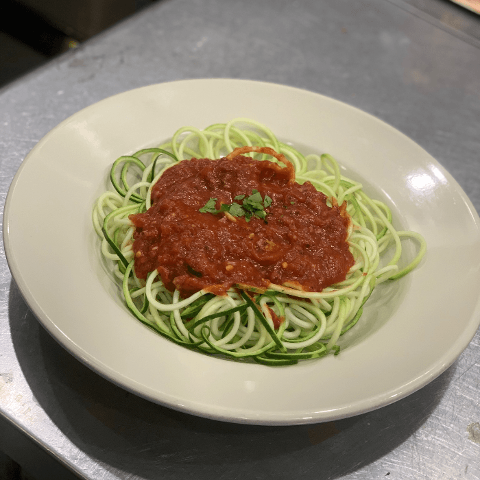 Zoodles & Sauce (fresh zucchini instead of pasta)