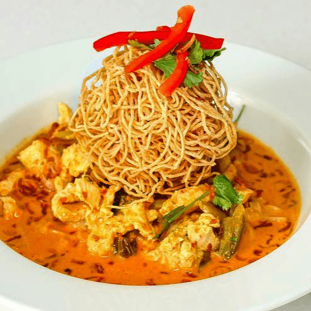 Egg Noodles with Yellow Curry.