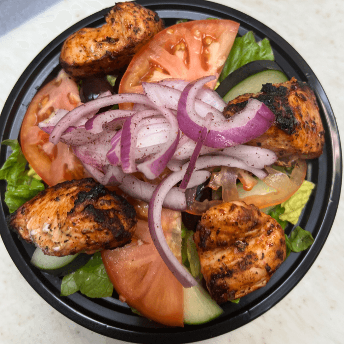 Chicken Shish Kababs Greek Salad 