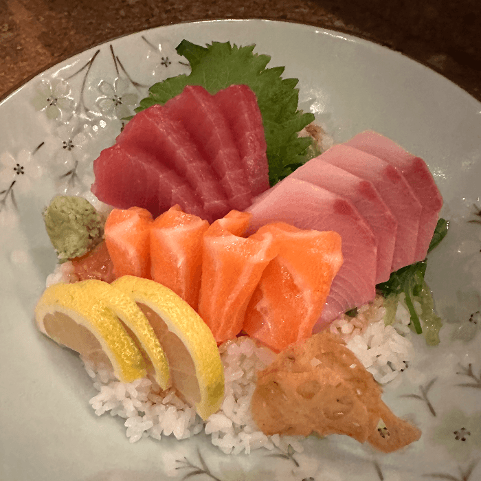 Tuna, Salon, and Yellowtail Donburi