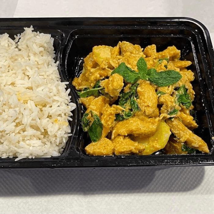 Coconut Mint Chicken with rice