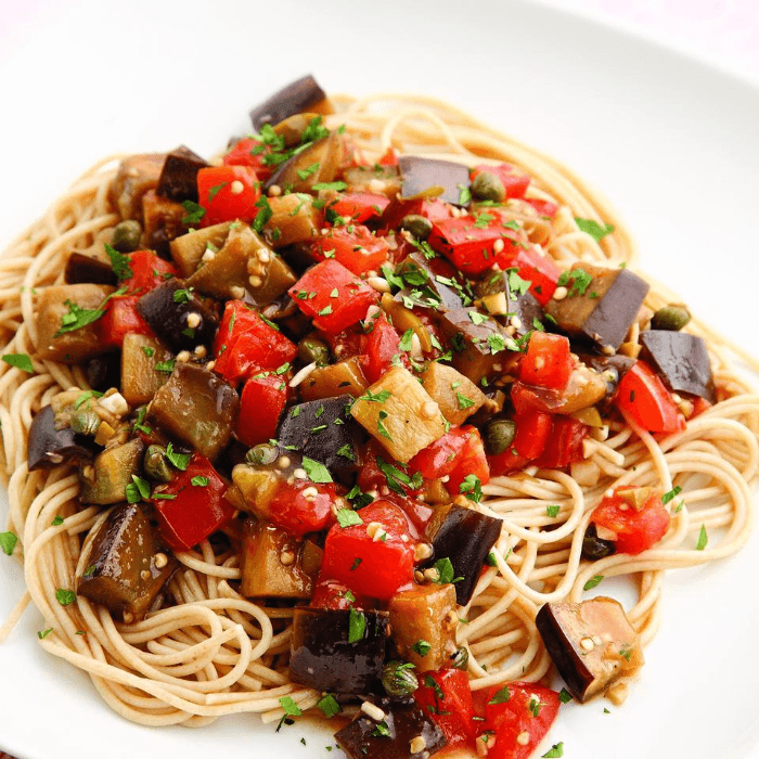 Spaghetti or Ziti with Eggplant