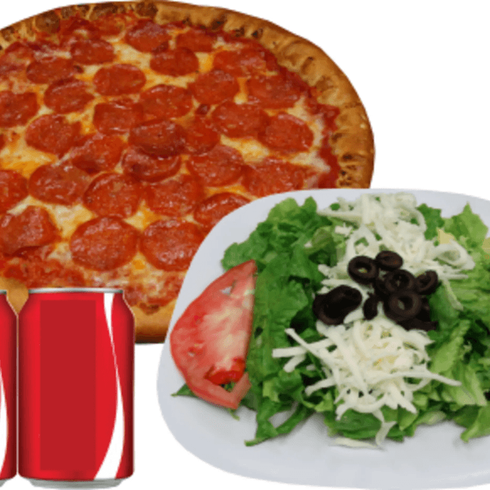 #5 One Large Cheese Pizza, One Italian Salad & 2 Cans of Soda