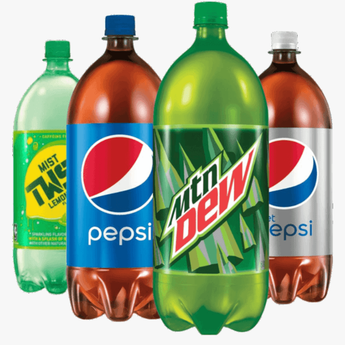 Assorted 2 ltr Soda Bottles.