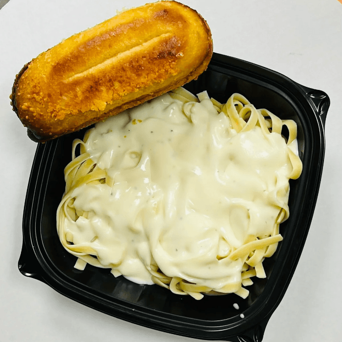 Fettuccine Alfredo with Garlic Toast.
