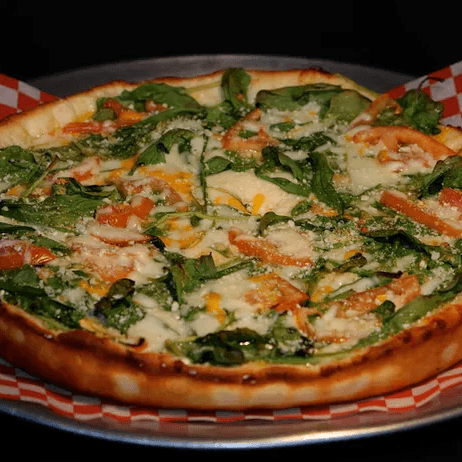 Spinach, Garlic, & Tomato Pizza