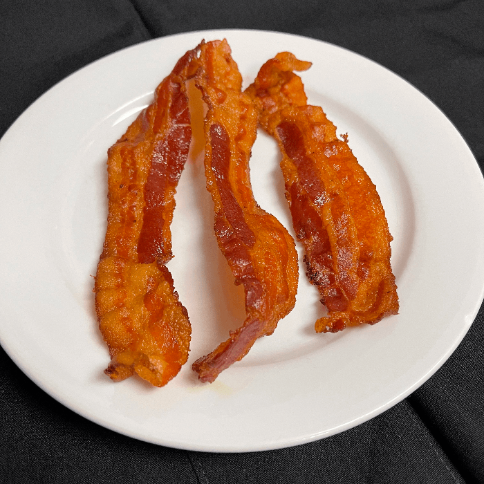 3 slices hickory smoked bacon.