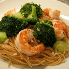 Spaghetti Agli e Olio with Shrimp and Broccoli