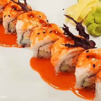 43.Delish Sweet Sriracha Black Tiger Roll