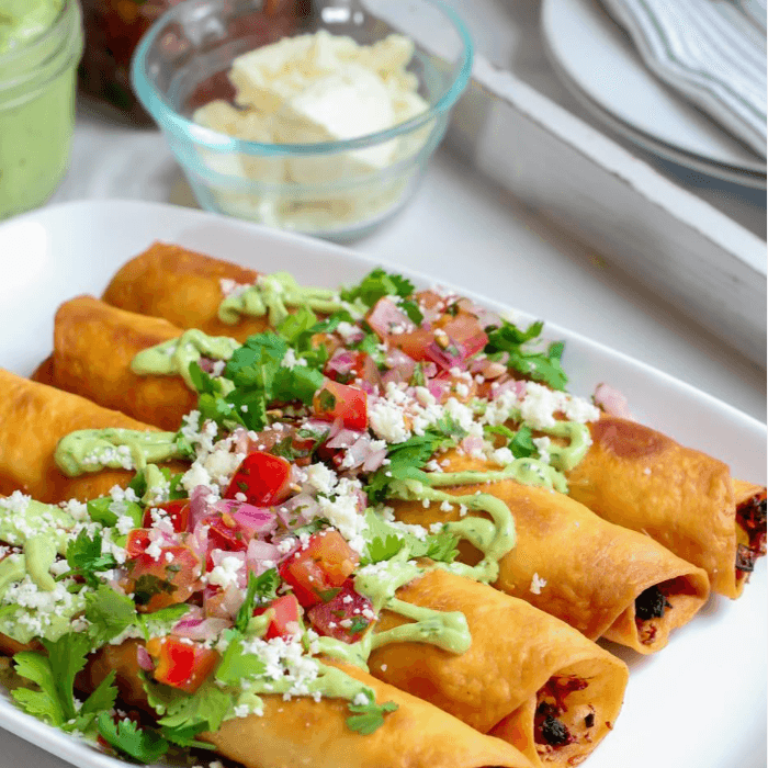 Flautas with Cheese & Guacamole
