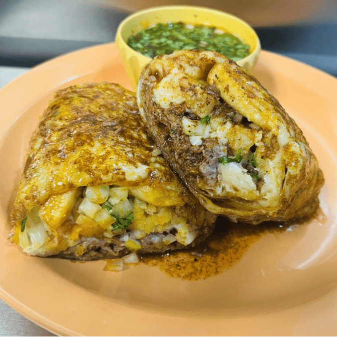 Calibirria Burrito with Consome.