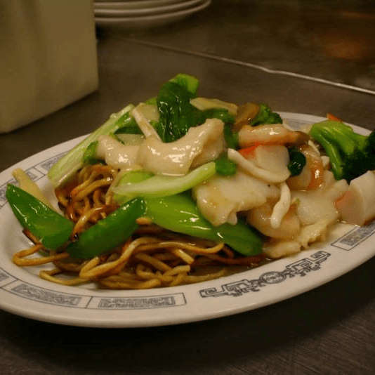 Double Pan Fried Noodles with Seafood