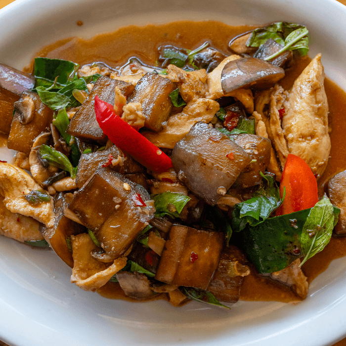 Eggplant in Basil Sauce.