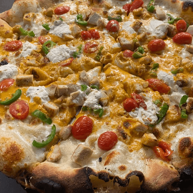 Buffalo Chicken Cauliflower Pizza.