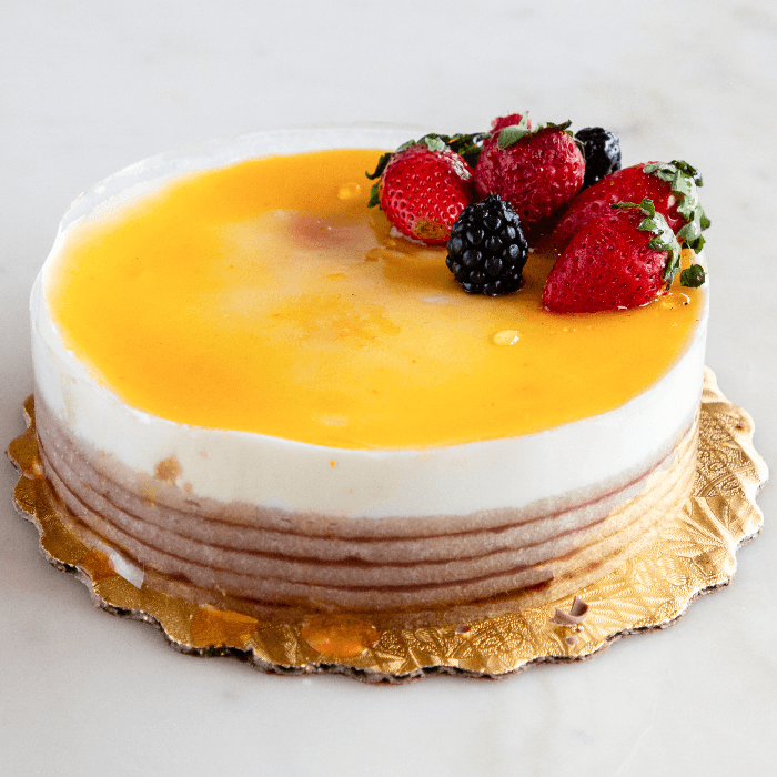 Lemon Mousse with Raspberries Cake.