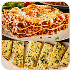 Italian Lasagna With Garlic Bread