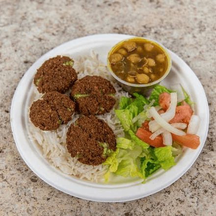 Falafel Platter with Rice.