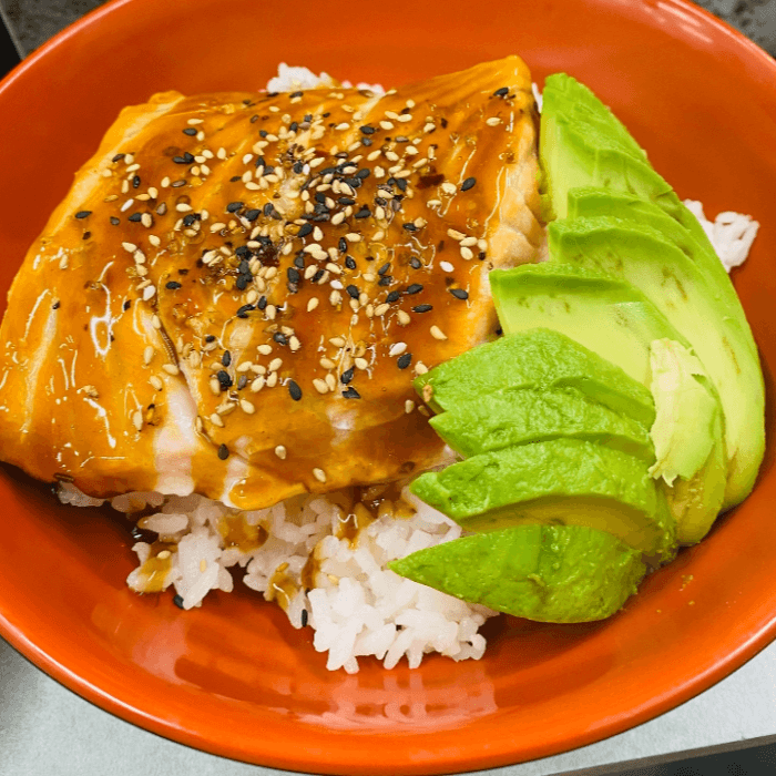 Teriyaki Salmon Bowl.