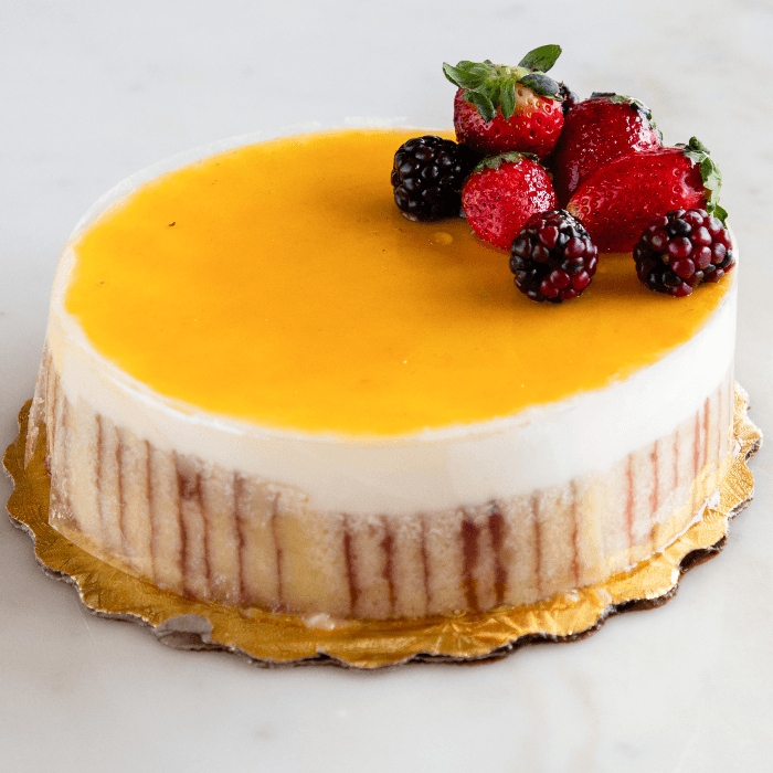 Passion Fruit Bavarian with Apricots Cake
