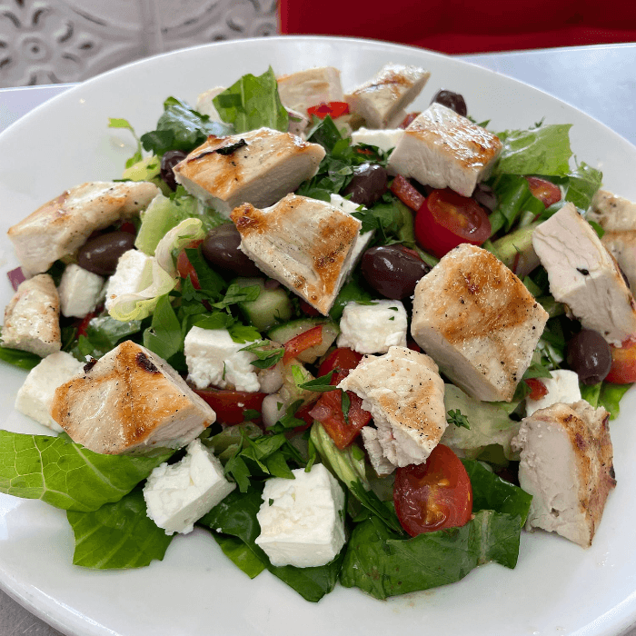 Greek salad with Grilled Chicken.