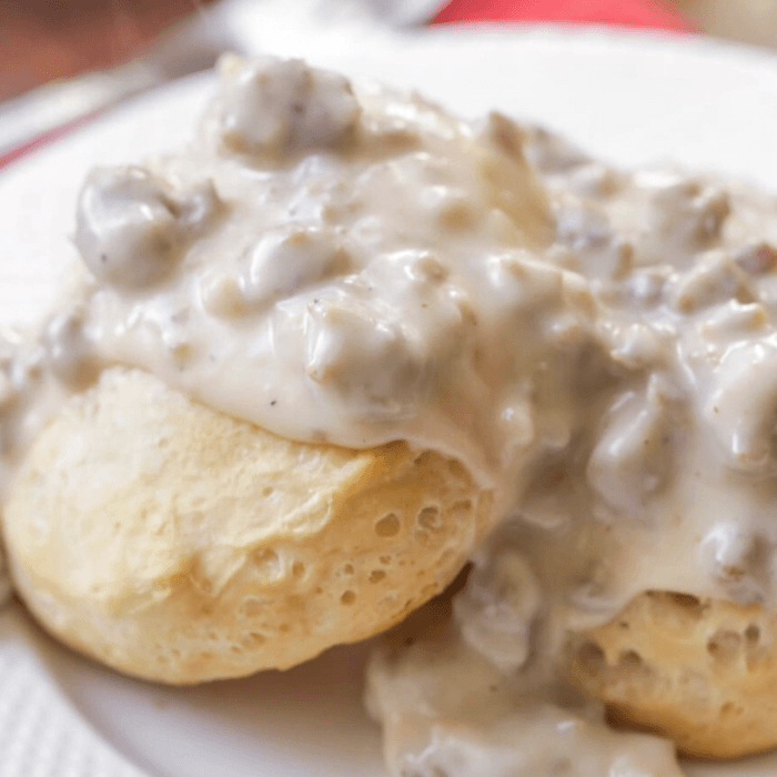 Biscuits and Homemade Sausage Gravy