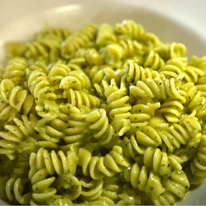 Fusilli with Creamy Pesto Sauce