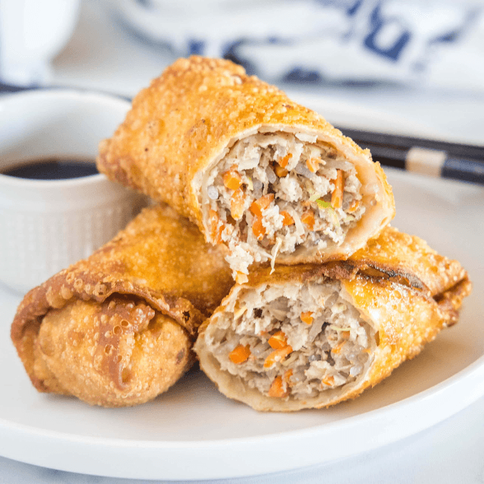 Two Eggs Rolls with Cheese and Meat