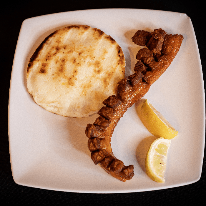 Cheese Arepa with Pork Skin