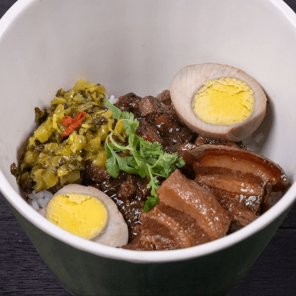 BRAISED PORK BELLY OVER  RICE OR NOODLE 控肉 (飯或麵)