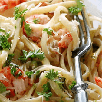 Garlic Noodle with Shrimp and Crab Meat