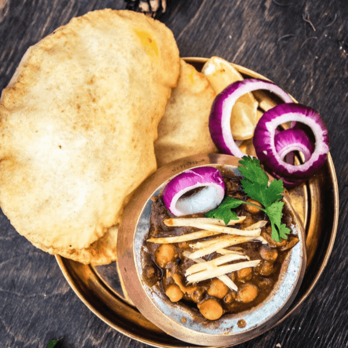 Choley Bhatura (Garbanzo Curry with Puff Bread)
