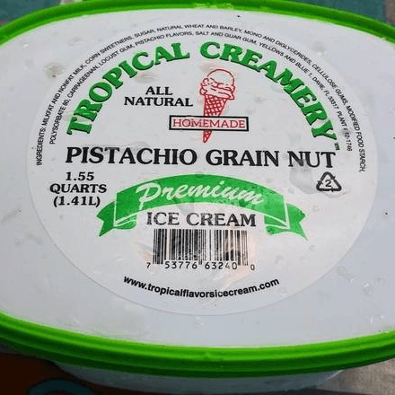 Tropical Creamery Pistachio Grain Nut Ice Cream