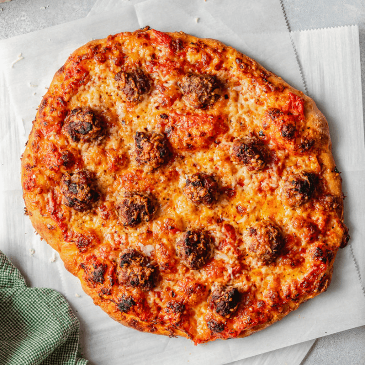 Thin Crust Meatball Pizza (10" Small)