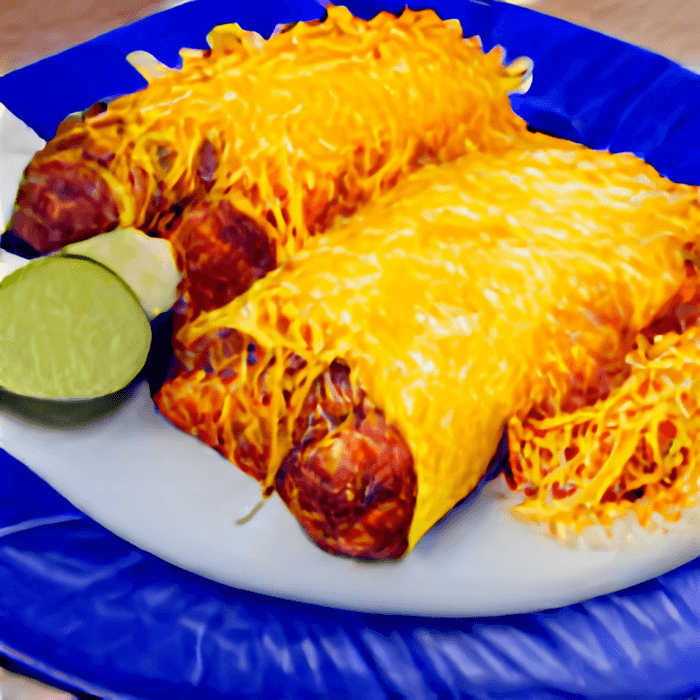 #1. One Cheese or Chicken Enchilada with Choice of Meat Taco
