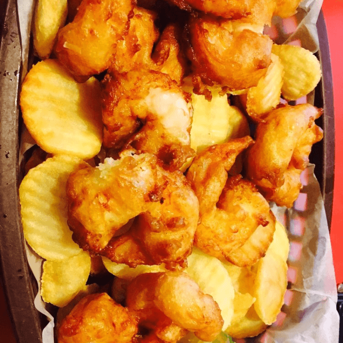 Fried Shrimp Basket with fries and slaw