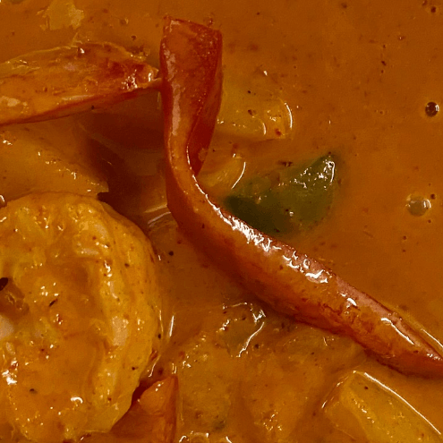 Red curry with Shrimp and Pineapple.
