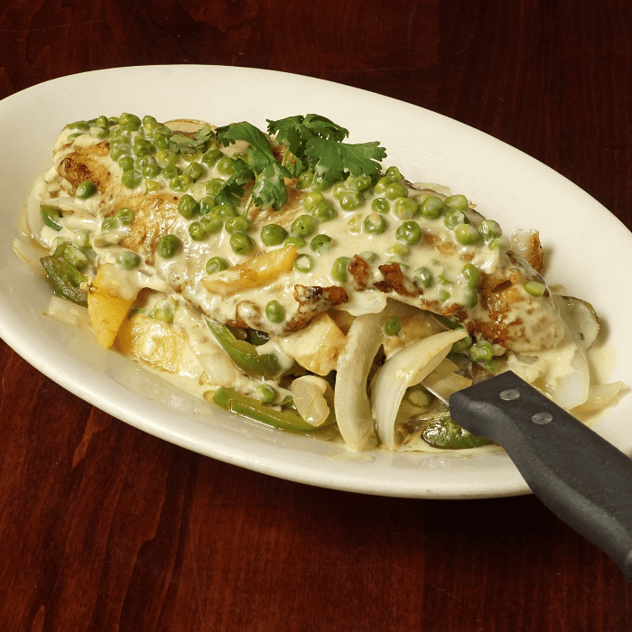 Walley with Creamy Green Curry-Signature Dish.