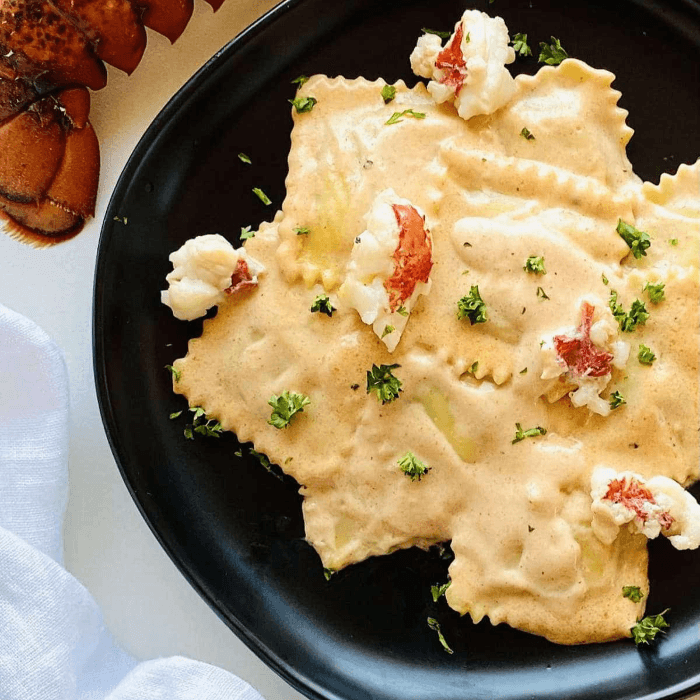 Lobster Ravioli with Alfredo Sauce Pasta