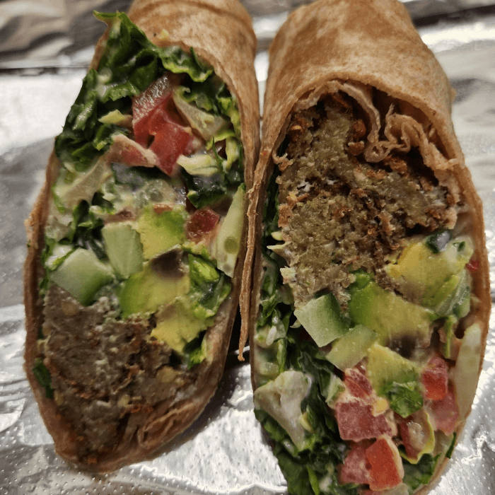Falafel Avocado Pita Wrap.