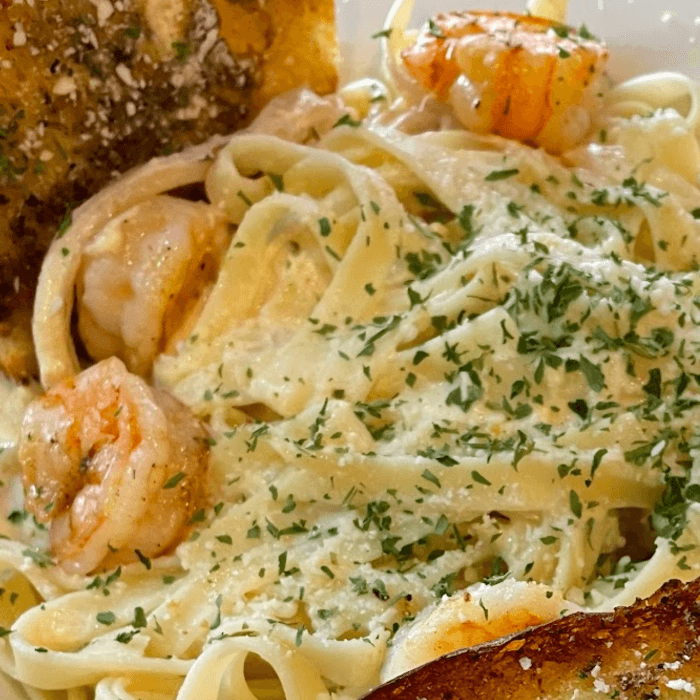 Chicken or Shrimp Alfredo Pasta.