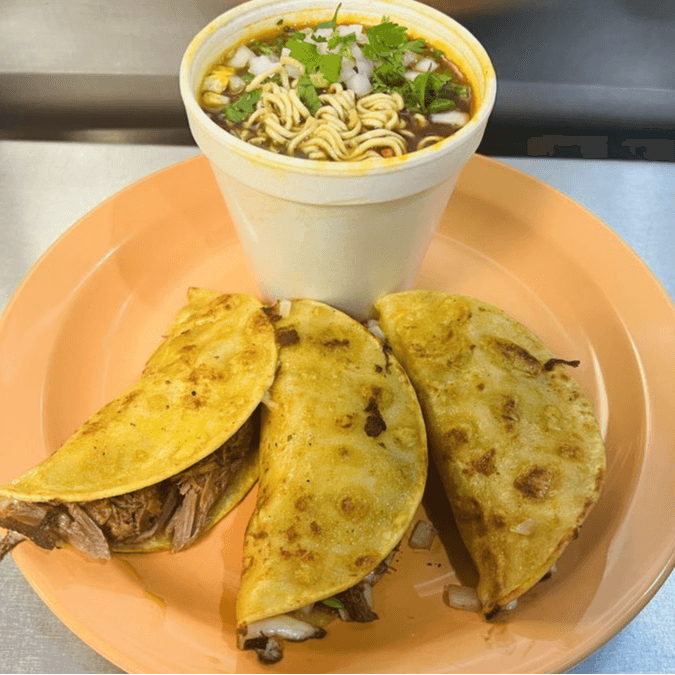 Tacos Birria (3) with Ramen