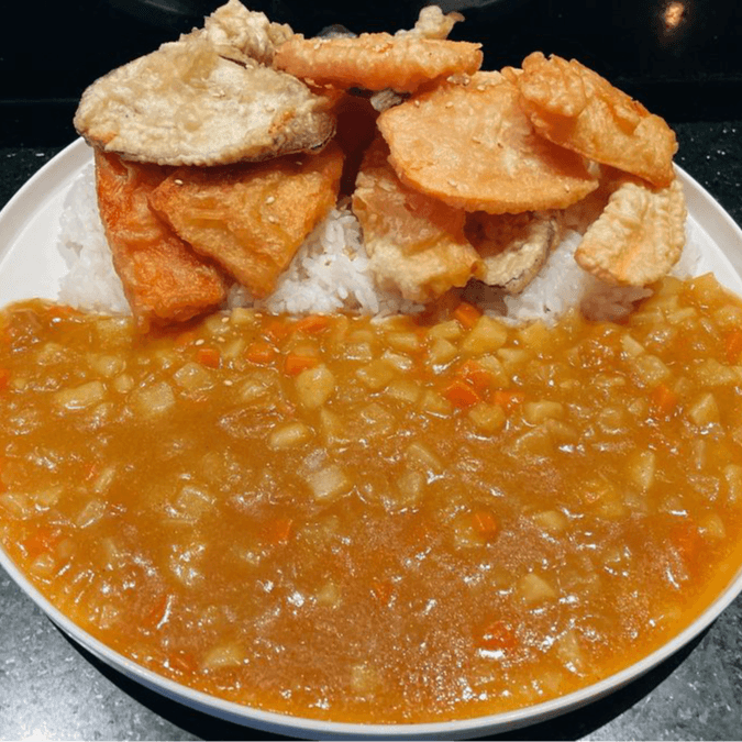 Veggie Tempura Curry Over Rice