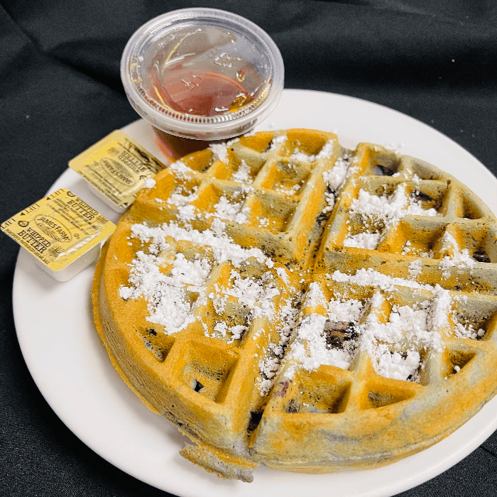 Blueberries Waffle with Powdered Sugar