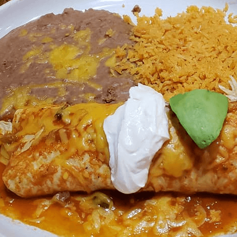 Enchilada with Rice and Bean.