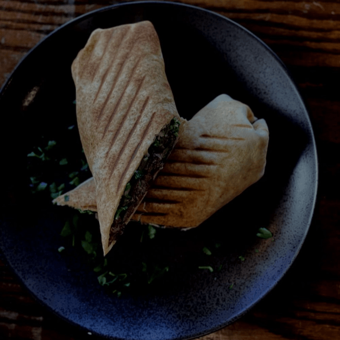 Lamb Kabob Pita Roll.