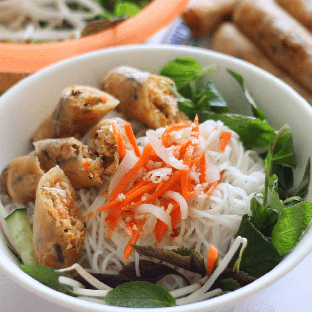 Vermicelli Bowl with Egg Rolls