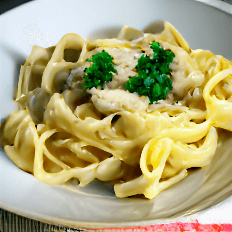 Fettuccine chicken alfredo pasta.