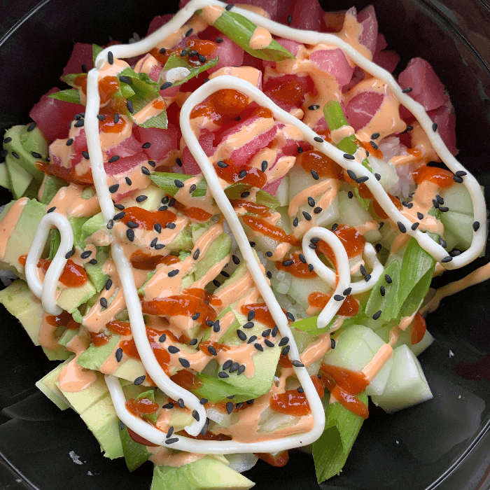 Spicy tuna poke bowl.